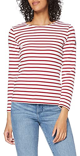 Armor Lux Damen Marinière Lesconil T-Shirt, Weiß (Blanc/Braise 320), 44 (Herstellergröße: 4)