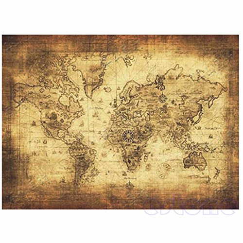 Large Vintage Style Retro Paper Poster Globe Old World Map Poster Educational Gifts for Kids 71x51cm