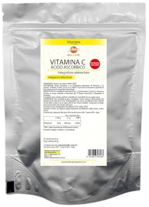 BioLine - Acido Ascorbico Red Quality - Vitamina C DSM in Polvere Pura 250 g (25 bustine da 10 grammi) Integratore Difese Immunitarie con Elevata Concentrazione di Antiossidanti Integratori Alimentari
