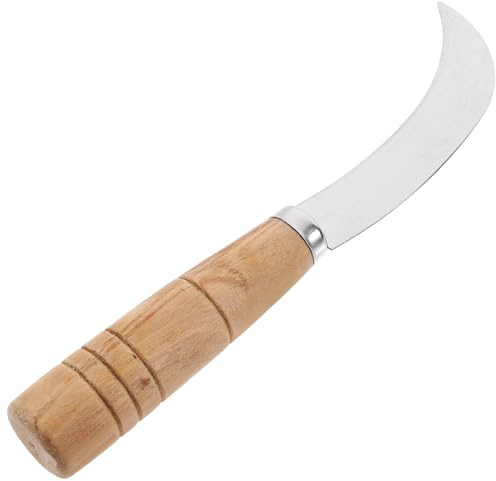 Abaodam 7 Inch Stainless Steel Curved Fruit Knife with Wooden Handle for Peeling and Cutting Pineapple Banana and Tropical Fruits Kitchen Tool