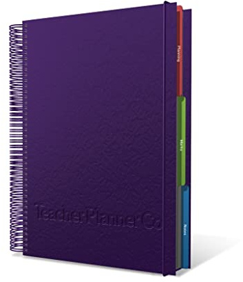 A4 Leatherette-Purple 6 Period Teacher Planner 2024-25