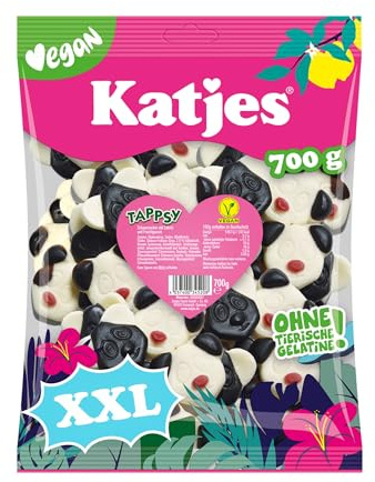 Katjes Tappsy Großpackung – Schaumzucker mit Lakritz und Fruchtgummi, in süßer Pandabären-Form, vegan (1 x 700 g)