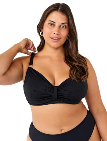 Zizzi Swim by Soutien-gorge bikini grandes tailles avec armatures drapé Taille 42-60, Noir , 50 grande taille