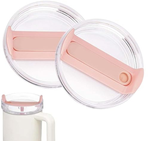 2 Pcs Replacement 40 oz Tumbler Lid for Stanley Cup, Dustproof Spill Proof Splash Resistant Tumbler Covers Fit for Stanley Tumbler and More Coffee Mugs, Accessory Tumbler with Straw Hole