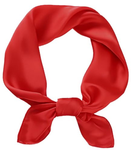 BSBUY Pañuelo Cuello Mujer, 70x70cm Pañuelo Cuadrado Sedoso para Mujer, Pañuelo de Seda Ligero, Pañuelo Rojo Cuello, Pañuelo Elegante, Regalo para Mujer