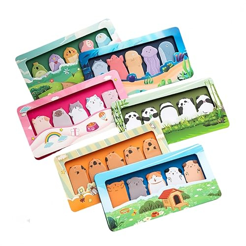 Alihoo 6 Set Haftnotiz,900 Blatt Kleine Sticky Notes,Cartoon Selbstklebend Haftstreifen, Sticky Index Tabs zum Markieren Und Hervorheben