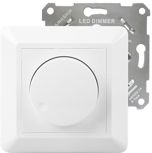 Led Dimmer Schalter, 250 V Unterputz Dimmer, Drehdimmer, Dimmer Abdeckplatte, Lichtschalter Dimmbar, Dimmer- Abdeckrahmen, Dimmschalter LED, Lichtschalter für LED Lampen & Glühlampen, Weiß