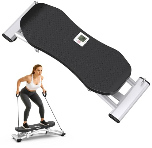 PASYOU Tabla de Equilibrio Simulador de Esquí, Tabla oscilante con Bandas de Resistencia, Entrenador portátil de Equilibrio Wiggle con Monitor LCD, Capacidad de 136 kg, Ejercicio Completo