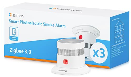 Heiman Smart Rilevatore di fumo HS1SA-E Plus, rilevatore di fuoco richiede Zigbee 3.0 Hub, certificato DBI RoHS, rilevatore di fumo con sensore fotoelettrico, supporta ZHA & Z2M per Home Assistant