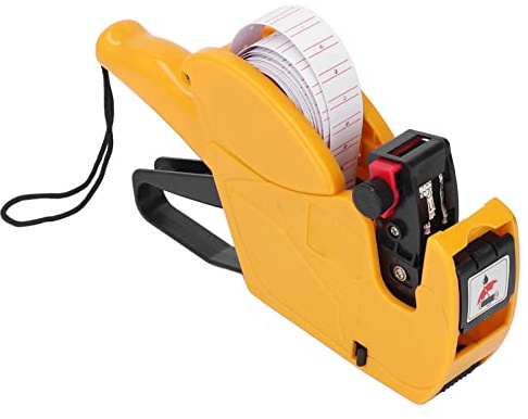 Aramox Price Labeling Machine ABS Manual Labeling Machine 8 Digits Portable Price Tag Device for Store Boutique Warehouse Retailers Prints Size Style (Yellow)