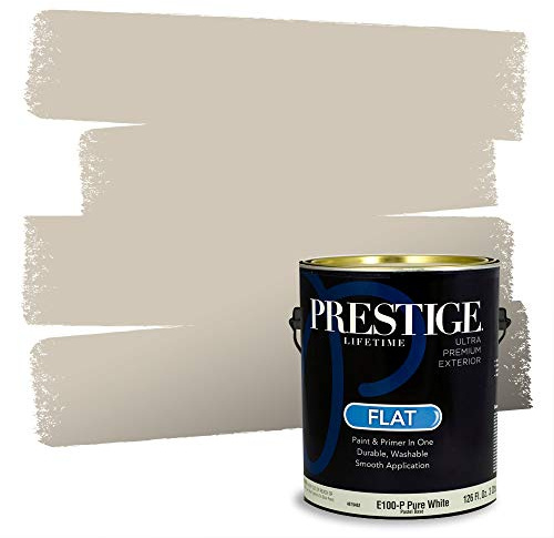 PRESTIGE Paints E100-P-SW7036 Exterior Paint and Primer in One, 1-Gallon, Flat, Comparable Match of Sherwin Williams Accessible Beige, 1 Gallon, SW271-Accessible