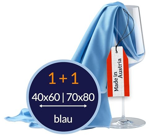 culiclean Poliertuch Gläser Gläserpoliertuch Gastronomie Glaspoliertuch Glastuch Mikrofaser Poliertücher Gläser Fenstertuch Fensterputztuch Gläsertuch 1 STK 40x60cm blau Spiegeltuch streifenfrei