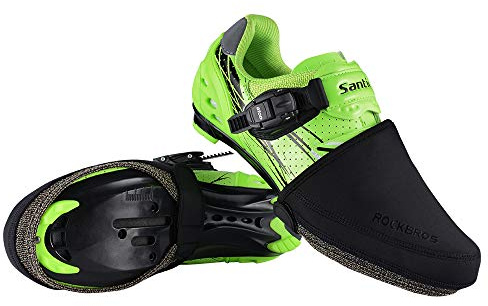 ROCKBROS Cycling Shoe Covers Bike Toe Covers Winter Toe Warmers Cycling Overshoes Protectors Kevlar Black S/M(6-8US)