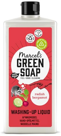 Marcel's Green Soap - Washing Up Liquid Radish & Bergamot - Dishwashing Liquid - Vegan - Recycled Plastic - 97% Biodegradable - 500 ML