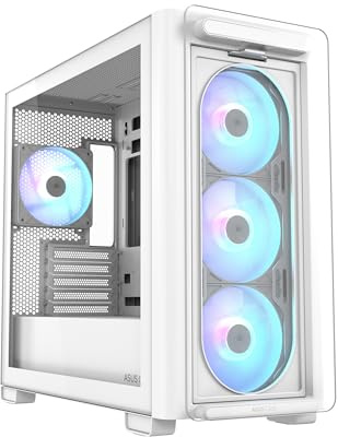 ASUS A21 micro-ATX case (Support for 165 mm CPU cooler, 360 mm radiators, 380 mm graphics card, ATX PSU, black and white colour options, 33 mm cable management space) White