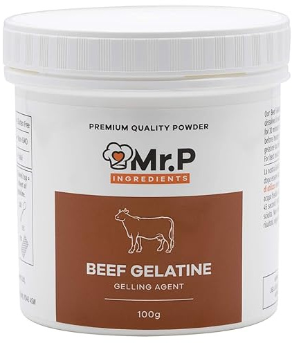 Mr.P Ingredients Beef Gelatine 100g 250 Bloom Powder Unflavoured Stabiliser Gelling Aerating Agent Instant Halal Gluten Free Non-GMO (Recyclable Pot)