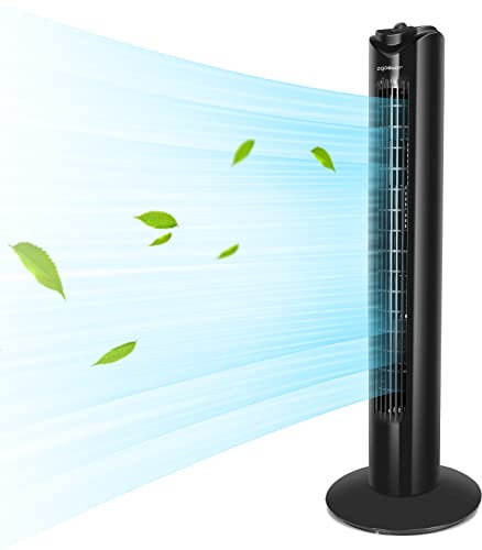 Aigostar Benson - Ventilateur Tour, 3 Vitesses, Oscillation 85º, Silencieux, Minuterie 120 min, Hauteur 82 cm, Design Compact, Installation Facile. Ventilateur sur pied portatif de 45 W