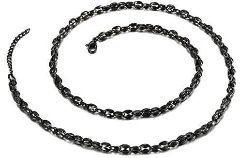 Bishilin Herren Kette 64CM ohne Anhänger Edelstahl, Bohnenkette 5MM Halskette Männer Schwarz Biker Partnerkette