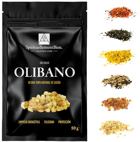 Incienso de Resina 100% Natural Sagrado Puro en Grano 50g- 100g para Fumigación, Quemador de Perfume o Incensario - Alternativa a Incienso en Barra o Cono (Olibano, 50 gr)