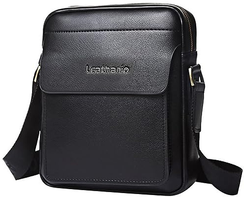 Leathario Shoulder Bag Mens, Vegan Leather Man Bags for Men, Small Messenger Bag, Cross Body Bag for Work, Travel, Daily Use