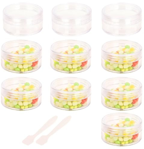 10 Pcs sample pots,10ml with lids cosmetic pot, mini cream empty containers,clear small with makeup lip balm jars,for travel face cream, samples, cosmetics empty pot