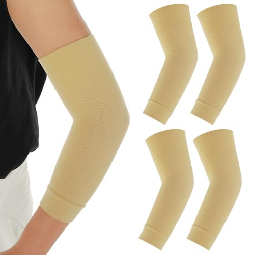 ASTER 2 Pair Arm Sleeves - Compression Sleeves for Lymphedema, Varicose Veins, Swelling, Injury & Sports (Beige)