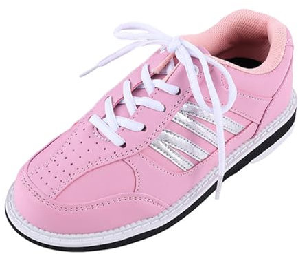 JiuQing Bowlingschuhe Damen Atmungsaktive Indoor-Trainingsschuhe Mit Gleitsohle,Rosa,39 EU