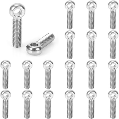 Perno giratorio M5 de ojo de pez, 20 unidades, M5 x 20 mm, perno de ojo de acero inoxidable 304, perno de ojo de elevación de máquina, tornillo de tuerca anular para la fabricación de automóviles