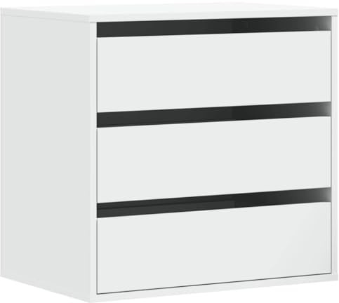 vidaXL Kommode, Sideboard mit 3 Schubladen, Schubladenschrank Schrank für Wohnzimmer, Anrichte Flurschrank Beistellschrank, Weiß Holzwerkstoff