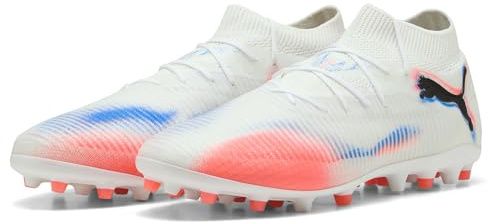 Puma Future 8 Pro Mg Unisex-Fußballschuh, Puma Weiß, Puma Schwarz, leuchtendes Rot, 43 EU