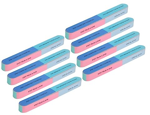 LALADEFIEE Set 8 Pezzi Lime per Unghie Professionali 6 Lati e 7 Passaggi, Blocchi Buffer in Spugna per Manicure Professionale, Strumento per Unghie Finte e Donne