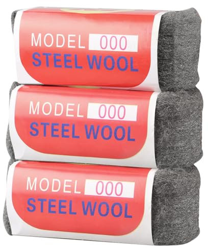 Lana de Acero, 3 Piezas 000 Lana de Acero, Fácil de Cortar, Pulir, Limpiar Persianas de Plástico, con Tijeras y Guantes, para Rellenar Agujeros y Grietas en Paredes, para Habitaciones, Garajes