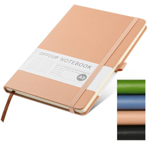 OFFCUP Taccuino A5 a Righe, Quaderno 192 Pagine, Quaderni con Copertina Rigida in PU Chiusura ad Elastico, Carta Spessa da 80 g/m², Diario per Ufficio Scuola Lavoro Scrittura Apprendimento Viaggi