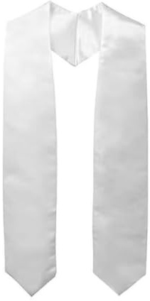 Hrlace Estola de graduación unisex, estola de graduación, simple de acero de graduación, banda de graduación monocolor, para iglesia académica, sacerdote, coro, estola blanca, estudiante, 150 x 10 cm