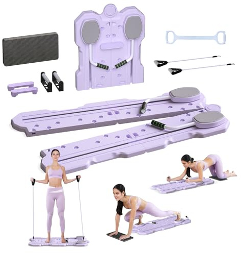 Pilates Reformer,6 en 1 Kit Pilates Board Maison,Planche Pilate Accessoires avec Roue Abdominale ,Sport Maison