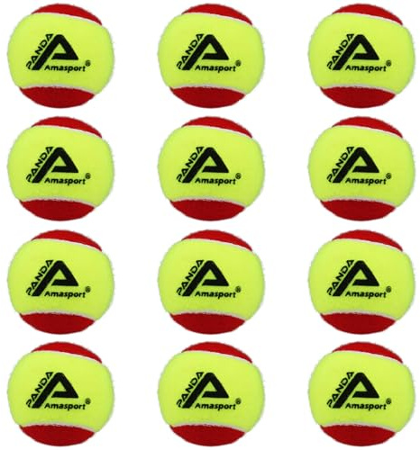 AMA SPORT Red Tennis Balls - 75% Low Compression Stage 3 - Tennis Balls for Beginners Youth Training Practicing Ball (12 Pack)