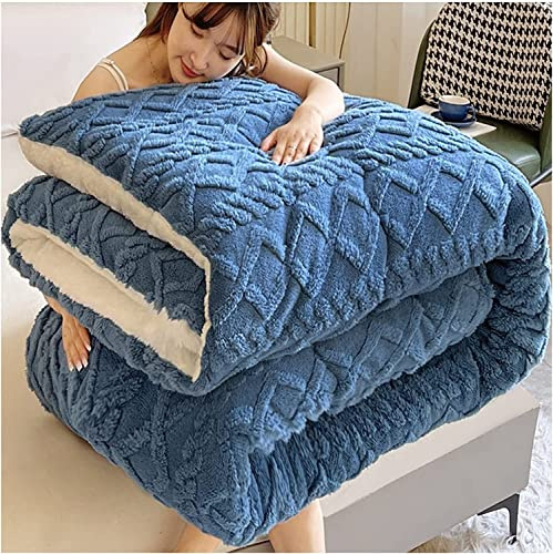 Trapunta invernale, addensare coperta in cashmere di agnello caldo, coperta in lana di agnello invernale, coperte pesanti per letto matrimoniale invernale, coperta in pile di biancheria da letto per