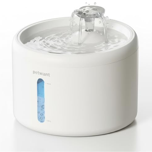 Fontaine a Eau Chat 2,5L Grande Capacité, Ultra Silencieuse 8dB, 6 Filtres Multi-Niveaux, Distributeur Eau Chat avec Fenêtre Visuelle, Design Démontable Rapide, ABS Sain (INCL. 1 x Filter)