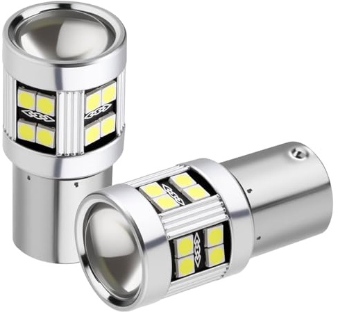 HANZMQIYJJ 2 Pcs P21W 1156 BA15S LED Bulb, 6W 6000K White Super Bright 12V-24V DC, Replacement for Reverse Lights, Brake Turn Signal, Tail & Rear Fog Lamp