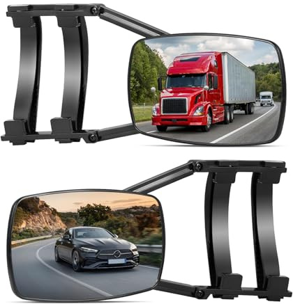 Universal Caravan Towing Mirrors Pair - Adjustable Wing Mirror Extensions with Clamps & Straps for Cars, 4x4s, Motorhomes - Eliminate Blind Spots (Style B)