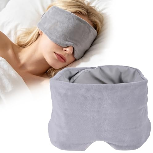 Silkeslen mjuk, tung sovmask för vilsam sömn, ljusogenomsläpplig sovmask för kvinnor och män med öronskydd för en lugn natt, fylld med glaspärlor, perfekt för sömn