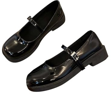 Mary Jane-skor, dam, ballerina sportiga dam fritidsskor flickor eleganta Lolita-skor sommar halvskor Kawaii damskor stängda pumps spänne sommarskor fritid promenadskor