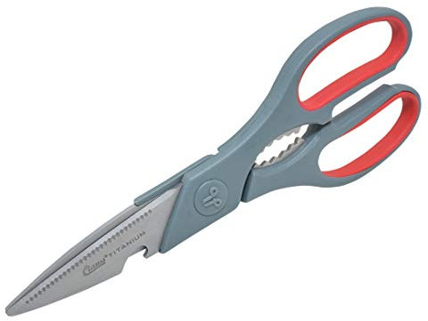 Clauss Titanverstärkte Mehrzweckschere, 1 Stück, 21 cm, 18052-001, Grau / Rot