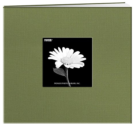 Pioneer Book Cloth Cover Post Bound Album, 8 by 8-Inch, Herbal Green