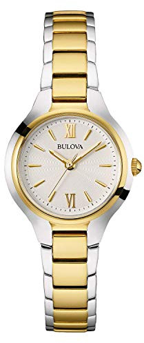 Bulova Ladies' Classic Dress 3-Hand Quartz Stainless Steel Watch, Two Tone Gold, 28mm Style: 98L217
