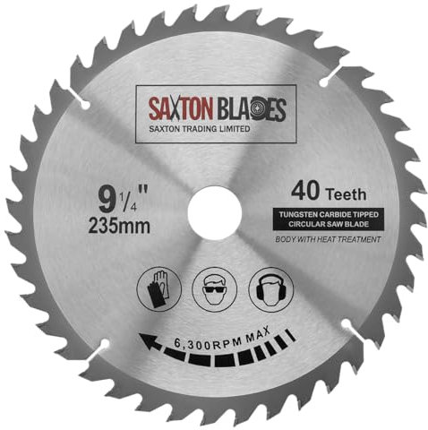 Lame de scie circulaire à bois Saxton TCT - 235 x 30 mm x alésage x 40 dents pour Bosch Makita Dewalt - TCT23540T