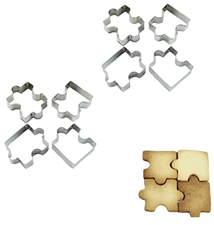 EPRHAY Lot de 2 emporte-pièces en acier inoxydable en forme de puzzle pour biscuits, fondant, outils de cuisson, décoration de fête d'anniversaire