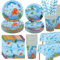 LSJDEER, Forniture per feste sotto il mare - Stoviglie per feste oceaniche - Piatti piani Piatti da dessert Tazze Tovaglie Cannucce per decorazioni di compleanno del mondo sottomarino, Serve 40