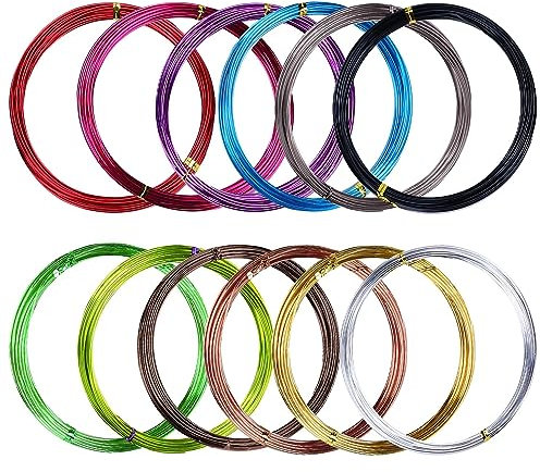 12 Rollen 60 m Aluminiumdraht Basteldraht 1 mm Mehrfarbiger Aluminium Handwerk Draht Flexibler Metalldraht Biegbar Basteldrähte für DIY Schmuck Modellen Skulpturen Kunsthandwerk - 12 Farben