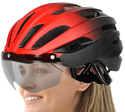 Fahrradhelme für Herren Damen | Fahrradhelme mit Abnehmbarer Brille und Sonnenblende - Abnehmbare Sonnenblende Mountain & Road Fahrradhelme für Männer Frauen Erwachsene Fahrradhelme